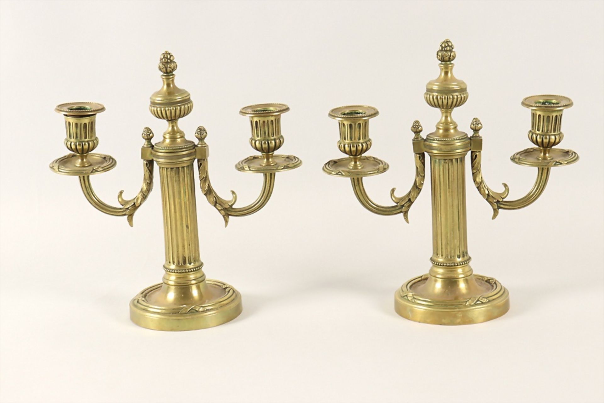 Paar Bronzeleuchter / A pair of bronze candle holders, um 1860