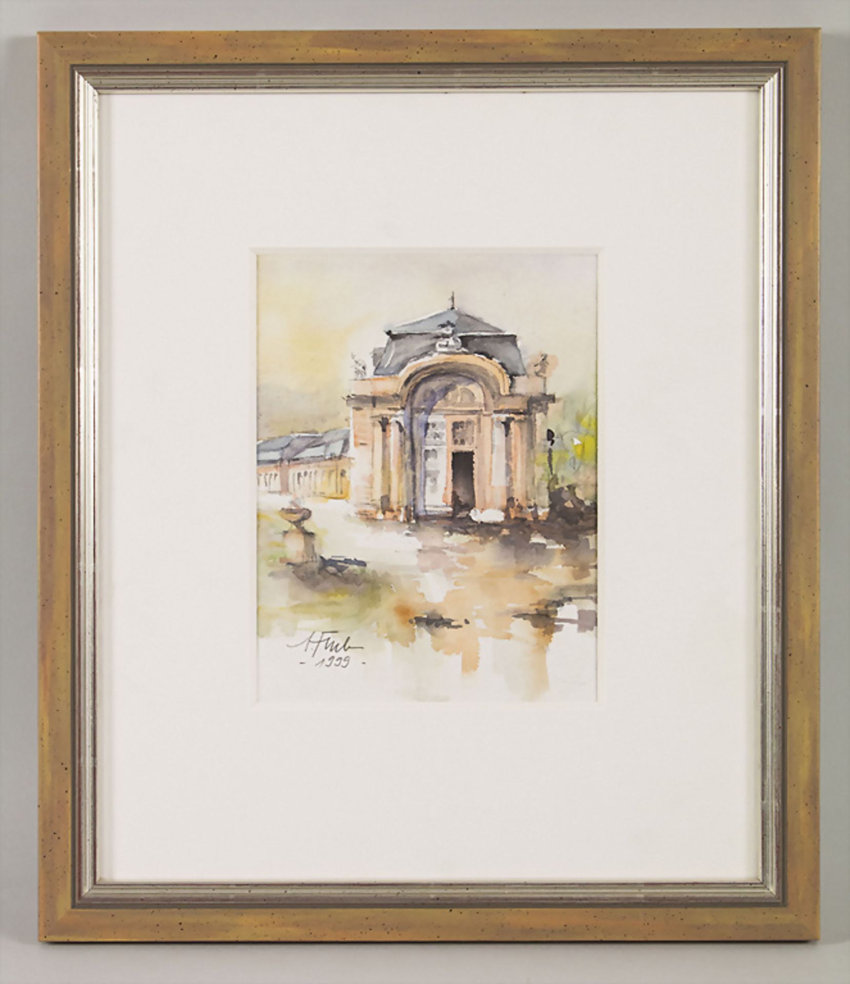 Josef FUCHS (tätig 20.Jh.), Aquarell des Zirkelsbaus des Schwetzinger Schlosses / A watercolor ...