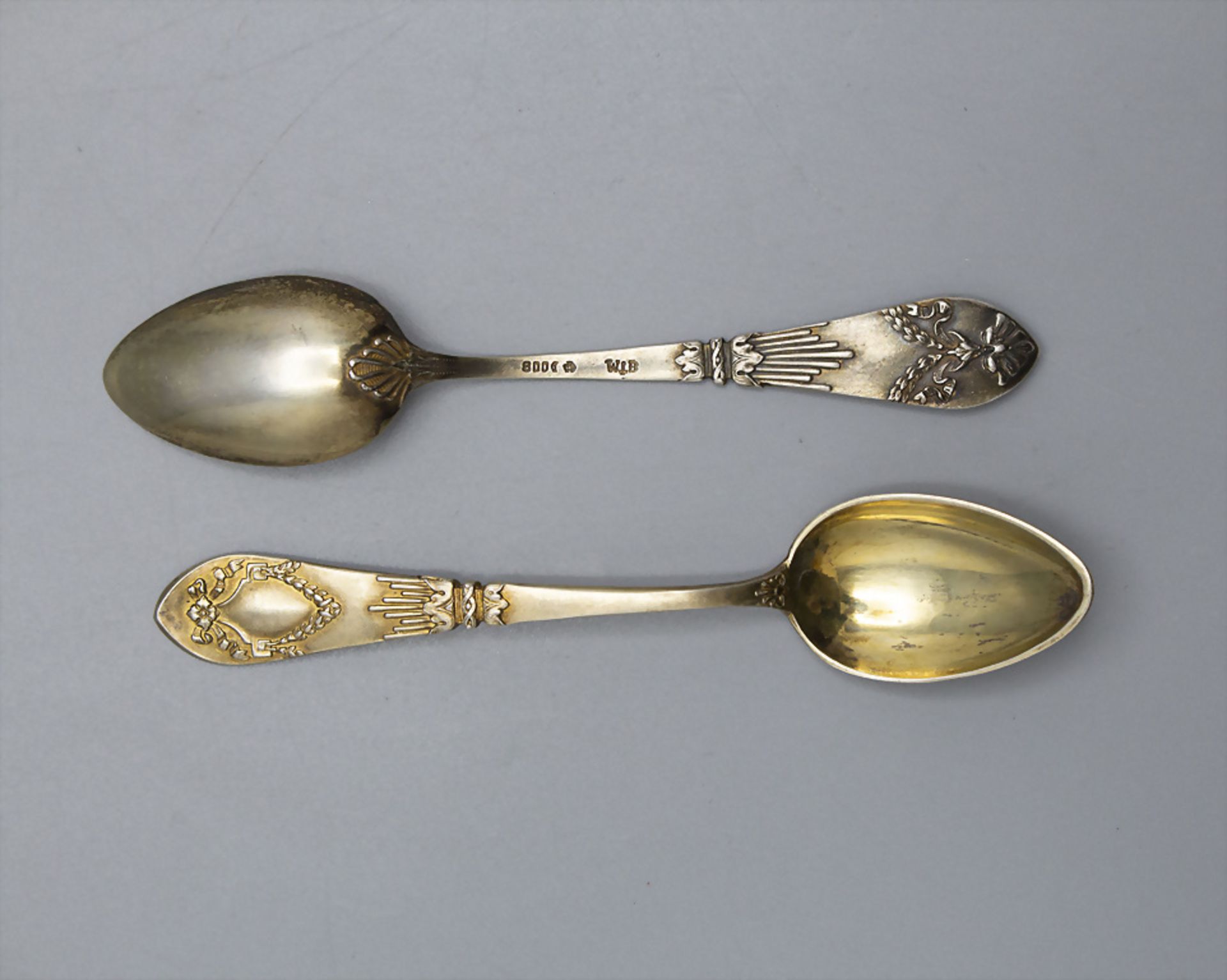 6 Mokkalöffel / A set of 6 silver mocha spoons, Wilhelm Binder, Schwäbisch Gmünd, um 1880 - Image 2 of 3