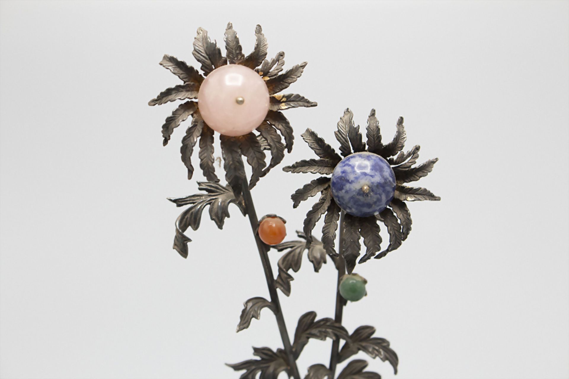 Blumen aus Silber und Quarzen als Tischdekoration / Decorative Sterling silver flowers with ... - Image 3 of 4