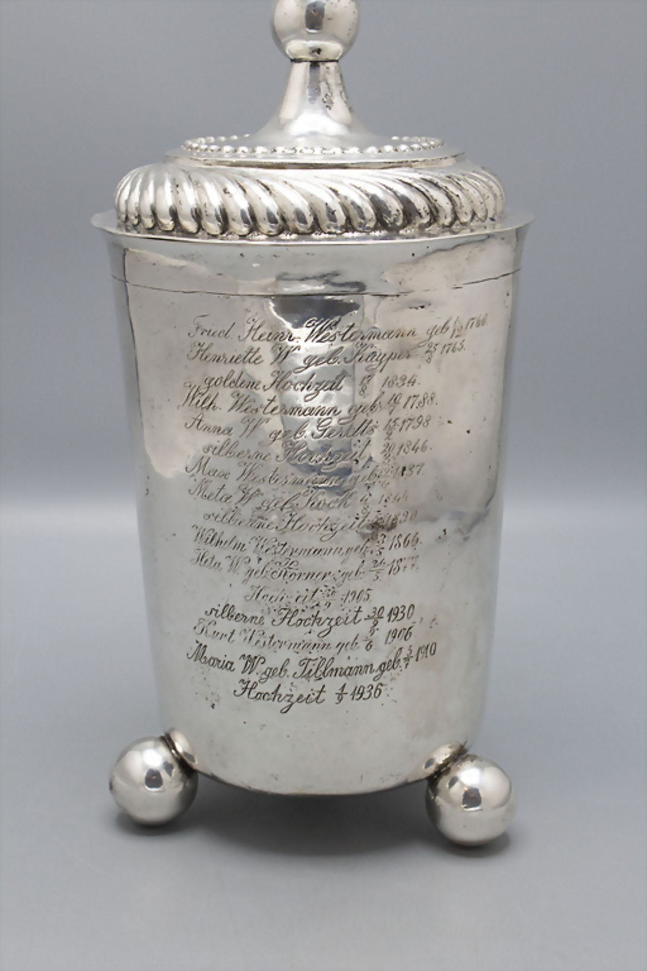 Barock Deckelbecher / A silver Baroque beaker with lid, wohl Andreas Vente, Kleve, um 1710 - Image 2 of 5