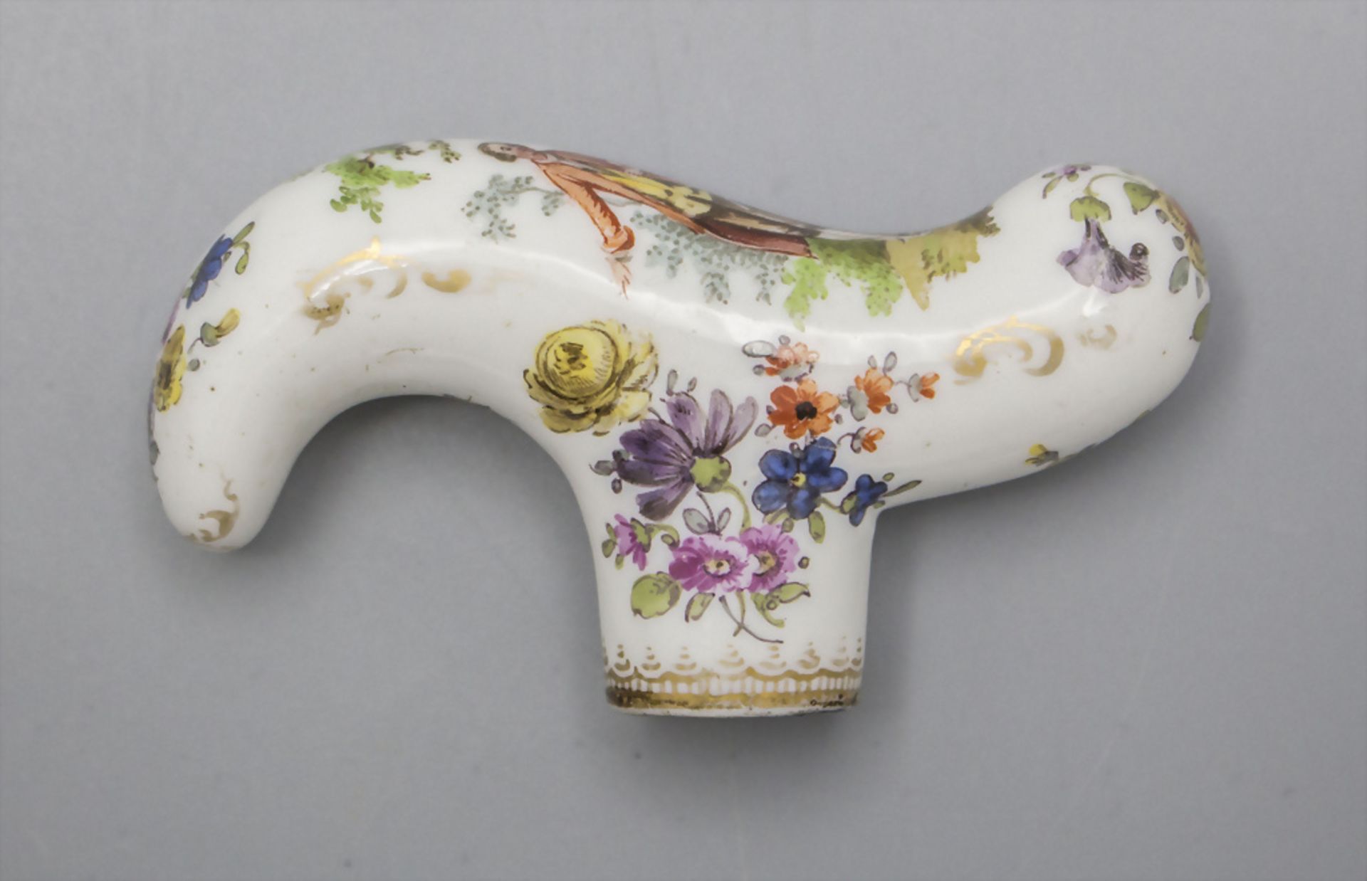 Stockgriff mit Watteauszene / A cane handle with courting scene, wohl Meissen, 19. Jh. - Image 3 of 4