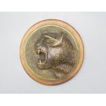 Art Déco Bronze Kopf eines Leoparden als Wandapplike / An Art Deco bronze head of a leopard as ...