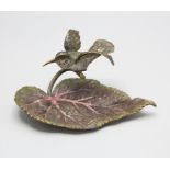 Wiener Bronze 'Kolibri auf Blattstengel' / A Vienna bronze of a humming-bird on a leaf stem, ...