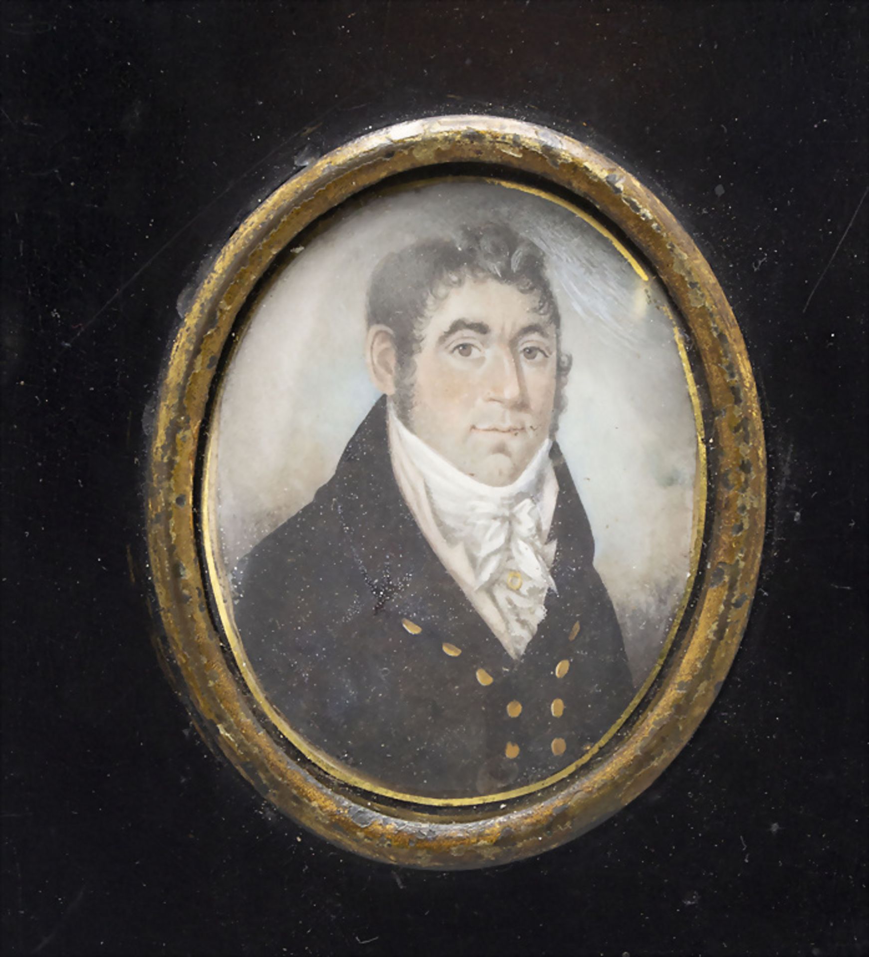 Biedermeier Miniatur Porträt eines Herrn / A miniature portrait of a gentleman, deutsch, ...