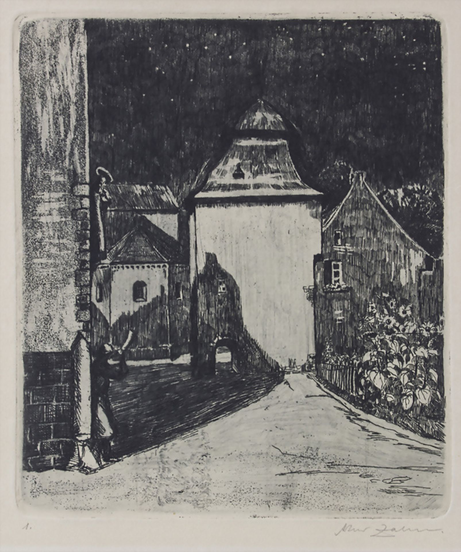 Artur Zahn (1882-1970), 'Dorfstraße bei Nacht' / 'A village street by night', 20. Jh.