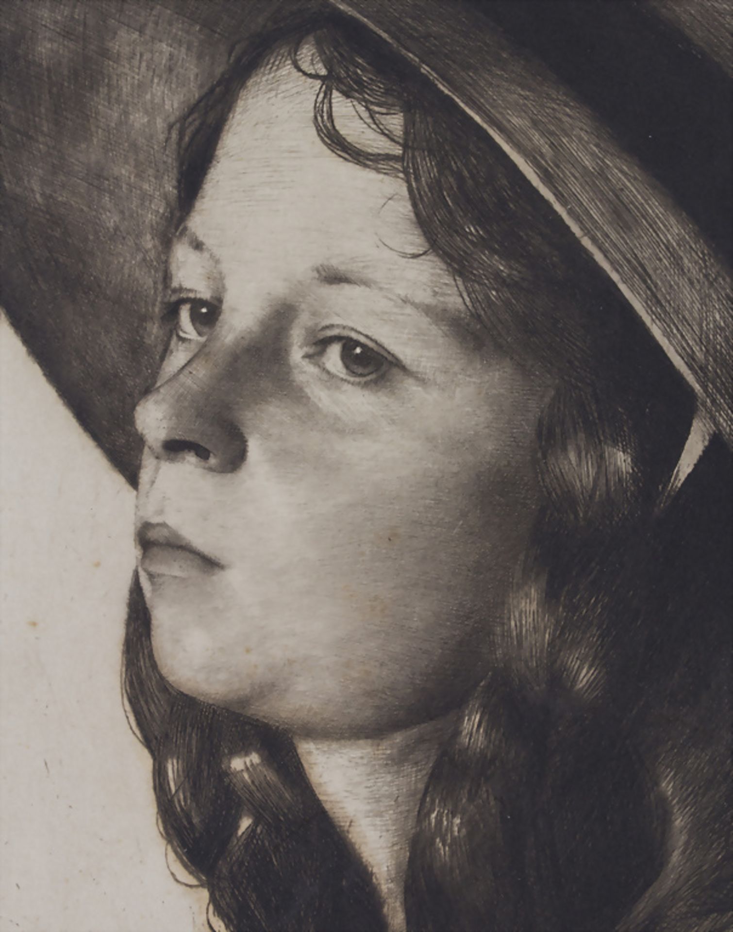 Joseph Uhl (1842-1916), 'Mädchen mit Hut' / 'Girl with hat', um 1900 - Image 3 of 3