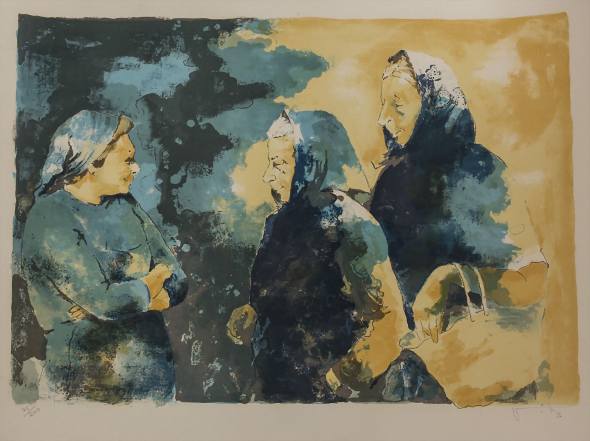 Victor Vico (1915-1998), 'Drei Damen mit Kopftuch' / 'Three women with shawls', 20. Jh.