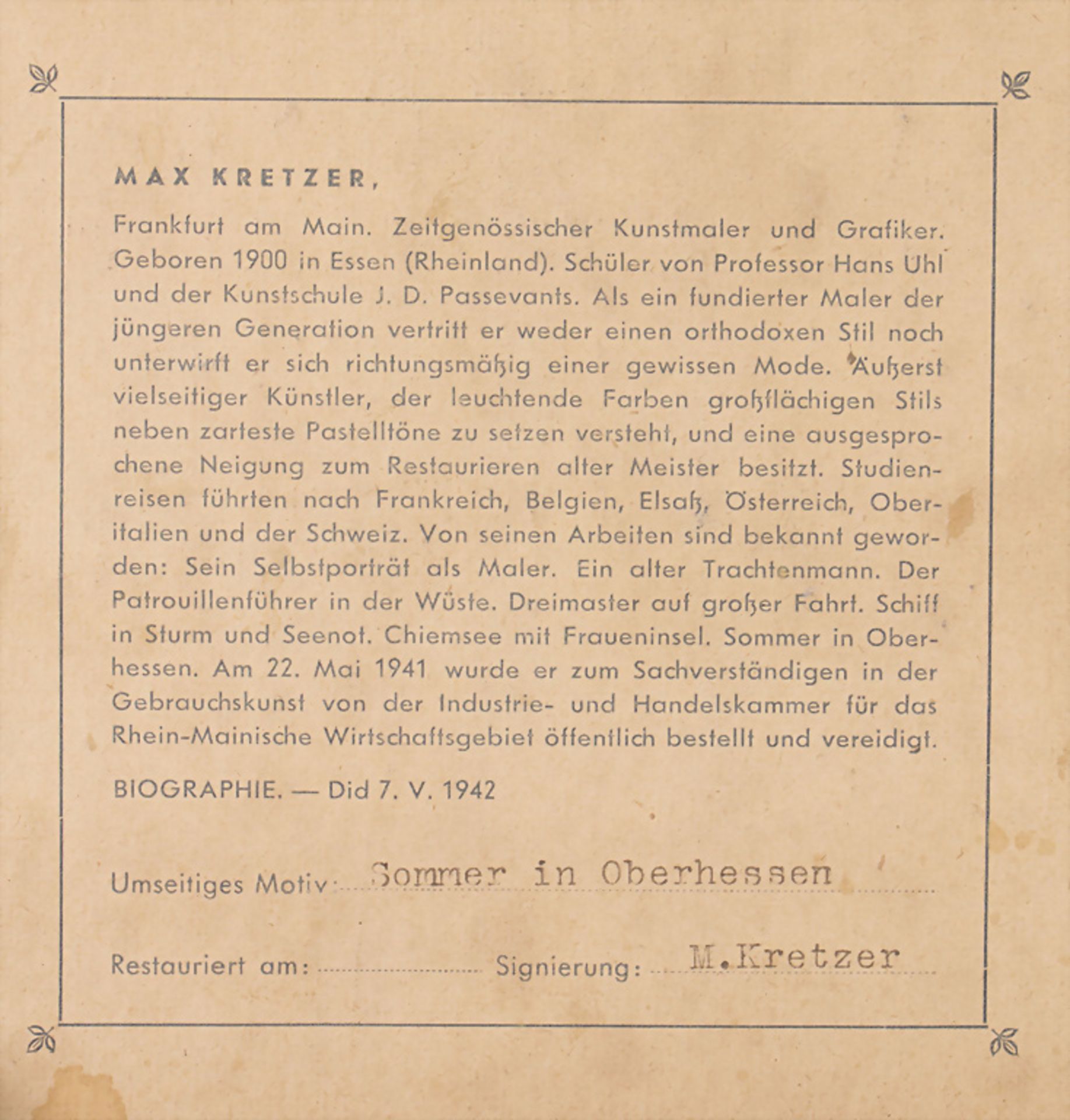 Heinrich Reinhard KRÖH (1841 Darmstadt-1941 ebenda), 'An der Ziegelhütte bei Darmstadt' / 'At ... - Bild 7 aus 7