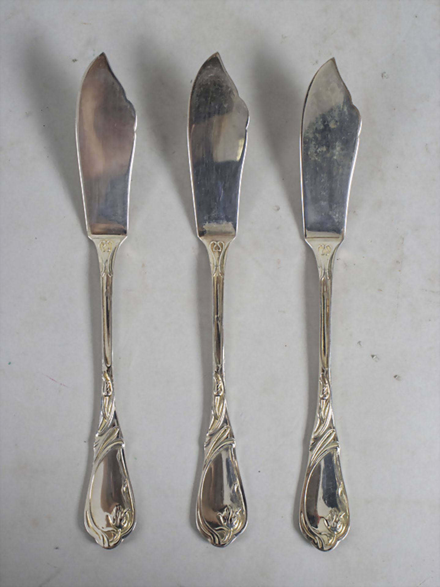 144 tlg. Jugendstil Besteck / A set of 144 pieces of silver Art Nouveau cutlery, MORAND, ... - Bild 14 aus 16