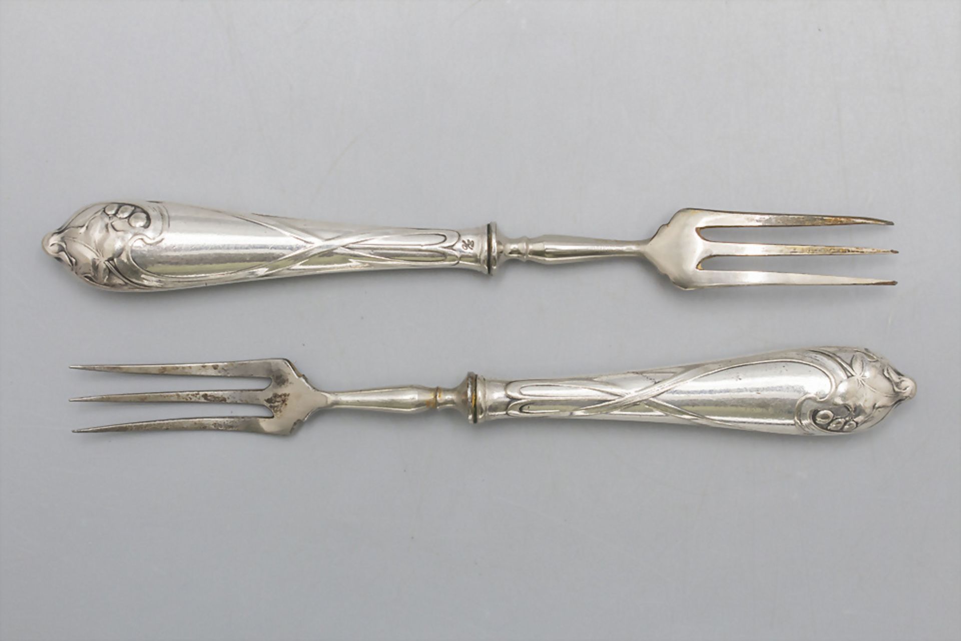 6 Teile Jugendstil Obstbesteck 'Efeu' / 6 pieces Art Nouveau cutlery 'Ivy', WMF, Geislingen, ... - Image 2 of 4