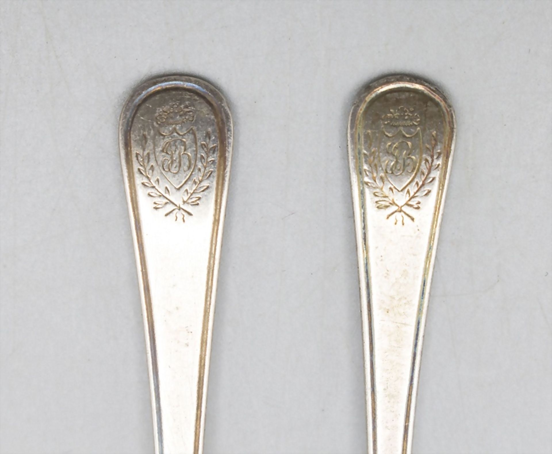 Paar Salzschaufeln / Salzlöffel / A pair of silver salt spoons, Pierre Hippolyte Fournerot, ... - Bild 2 aus 5