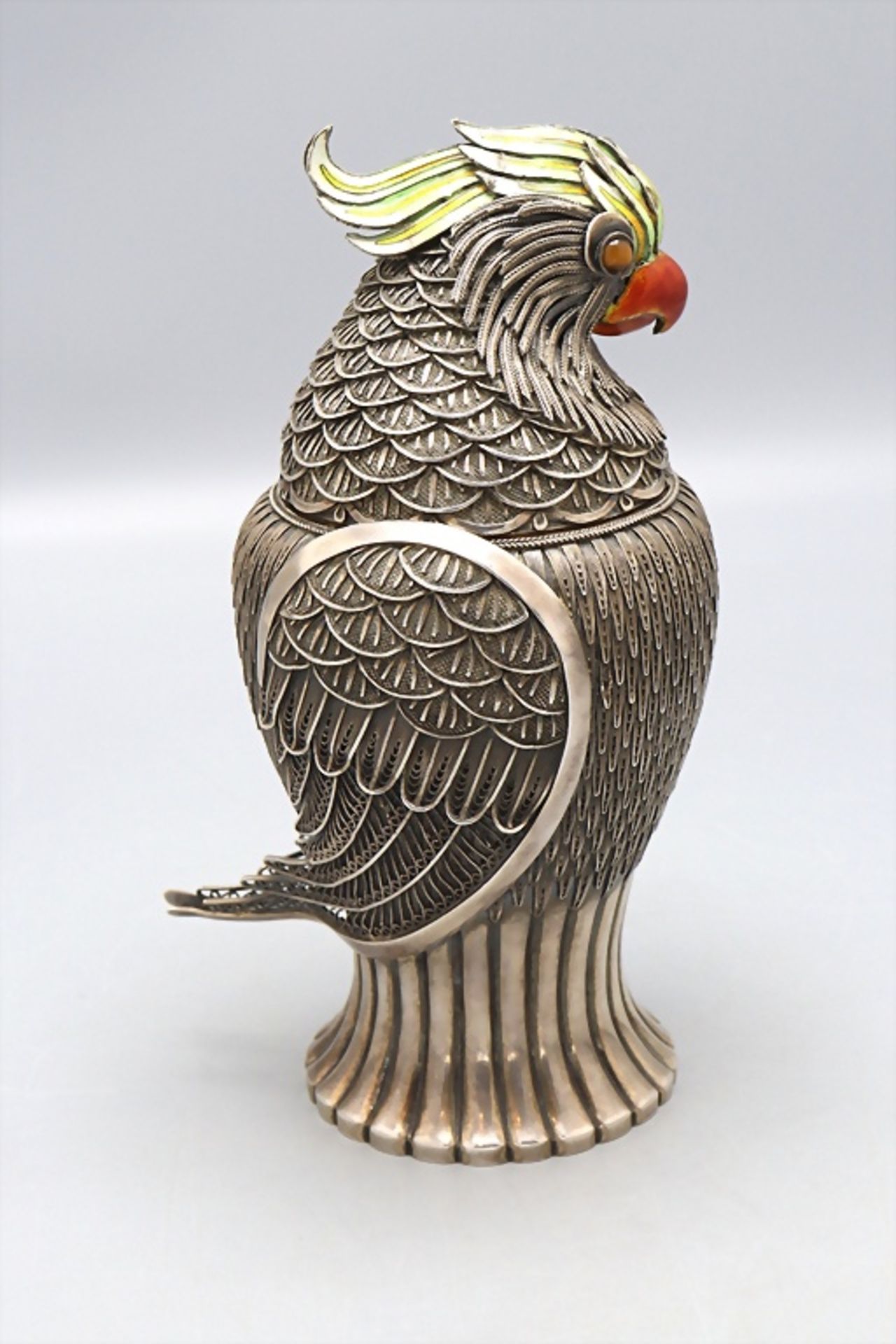 Deckeldose 'Papagei' / A silver lidded box 'Parrot' - Image 5 of 10