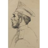 Hermann Struck (1876-1944), 'Soldat mit Backenbart im Profil' / 'A soldier with whiskers in ...