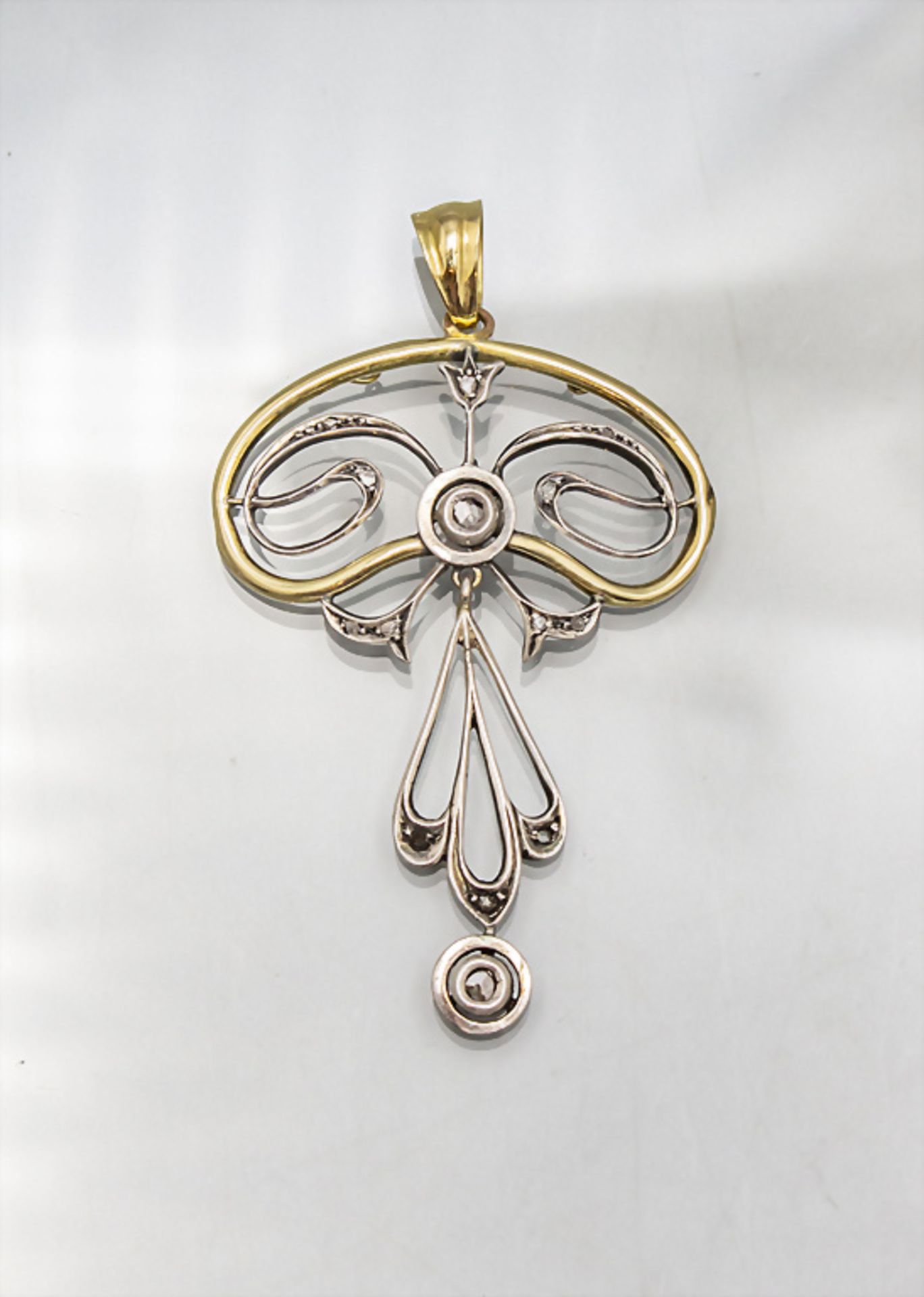 Jugendstil Gold und Silber Anhänger / An Art Nouveau gold and silver pendant, Frankreich, um 1910 - Image 3 of 4