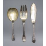 3 Teile Vorlegebesteck / 3 pieces of silver serving cutlery, Henri Laparra, Rue du Temple, ...