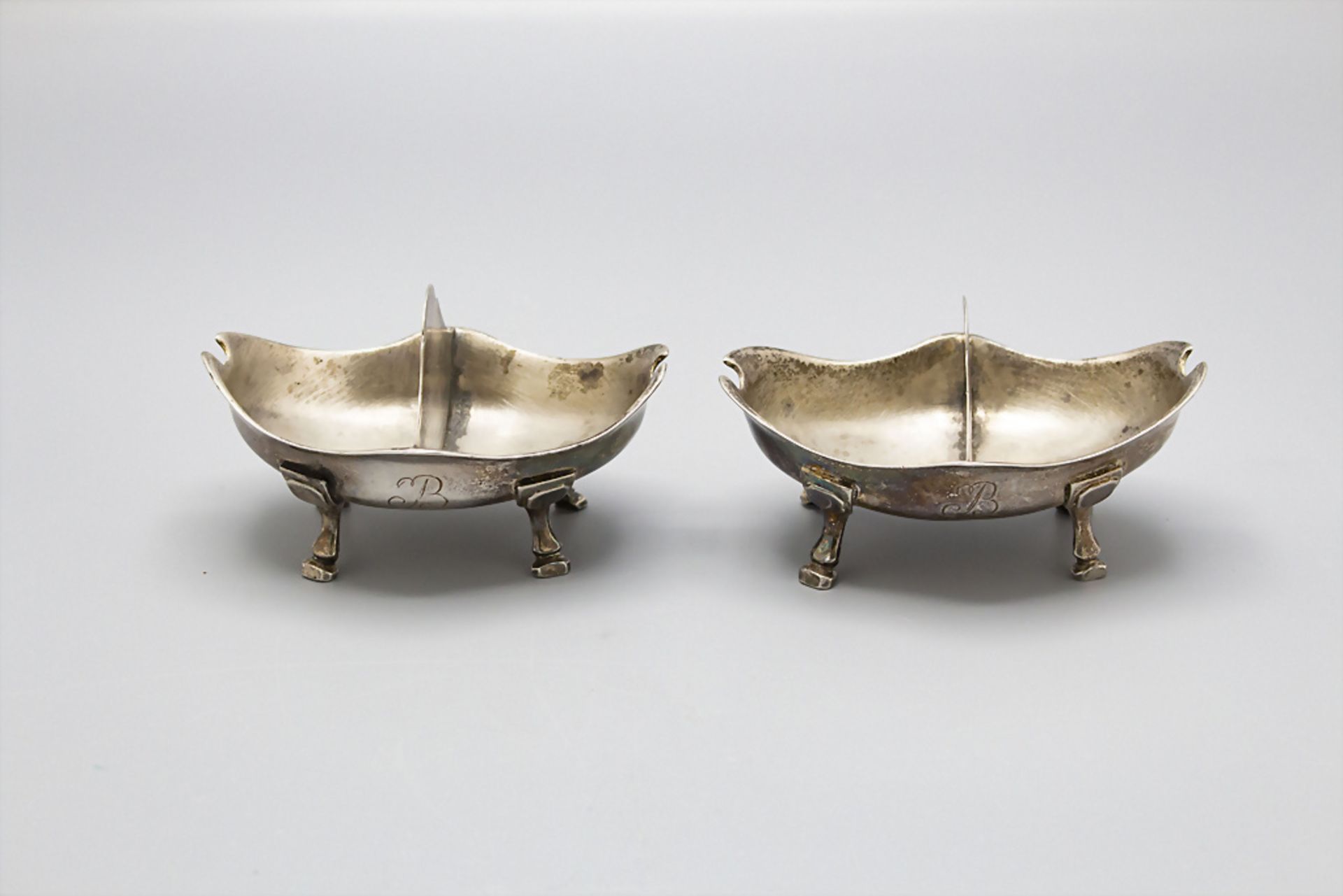 Paar Doppelsalieren / A pair of silver double open salt cellars, Italien, um 1800