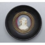 Reise-Miniatur Porträt einer jungen Dame / A travel miniature portrait of a youung lady, ...