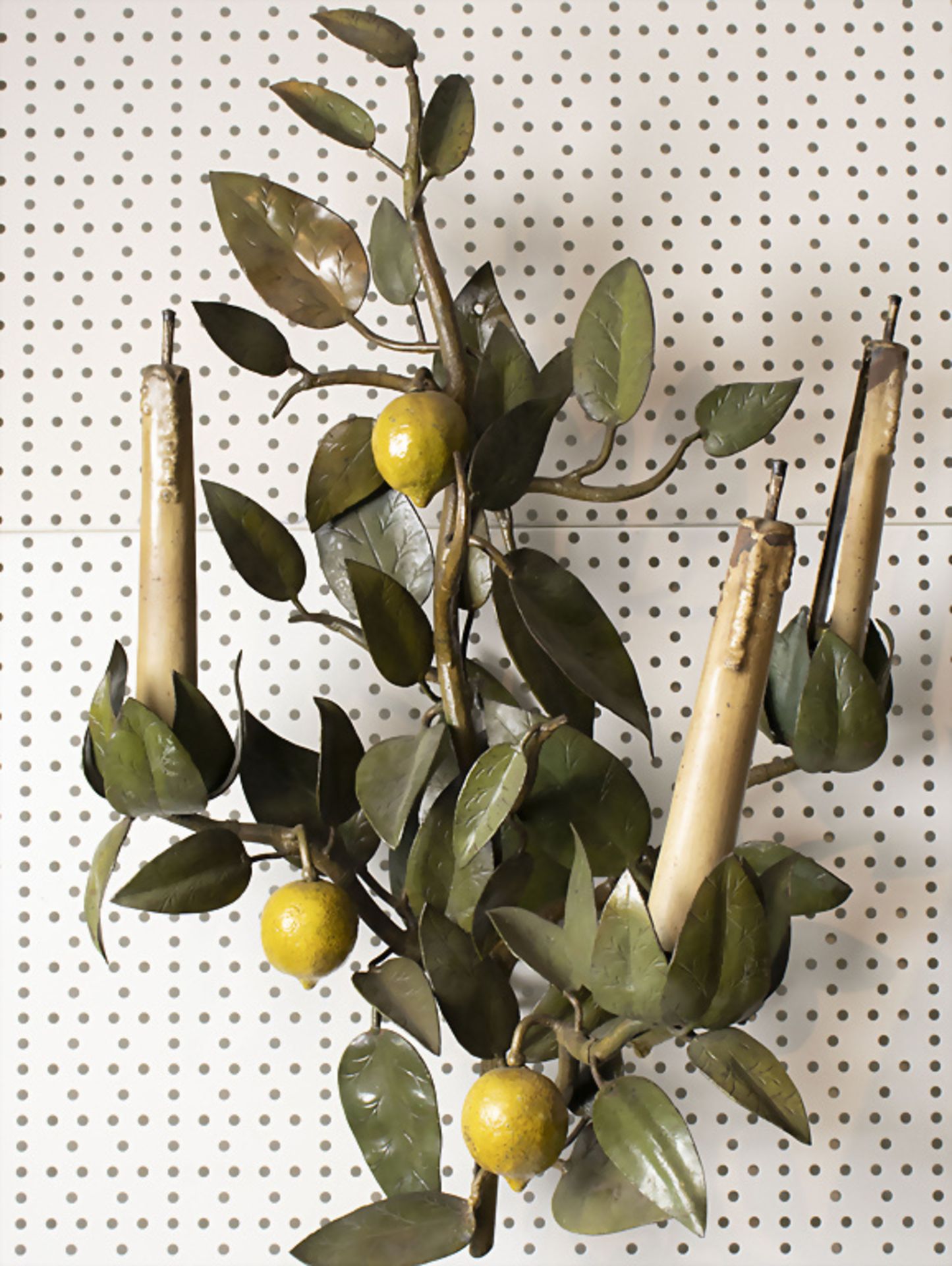 Paar ausgefallene Wandlampen mit Zitronen / A pair of Italian Amalfi lemon tree toleware wall ... - Bild 2 aus 4