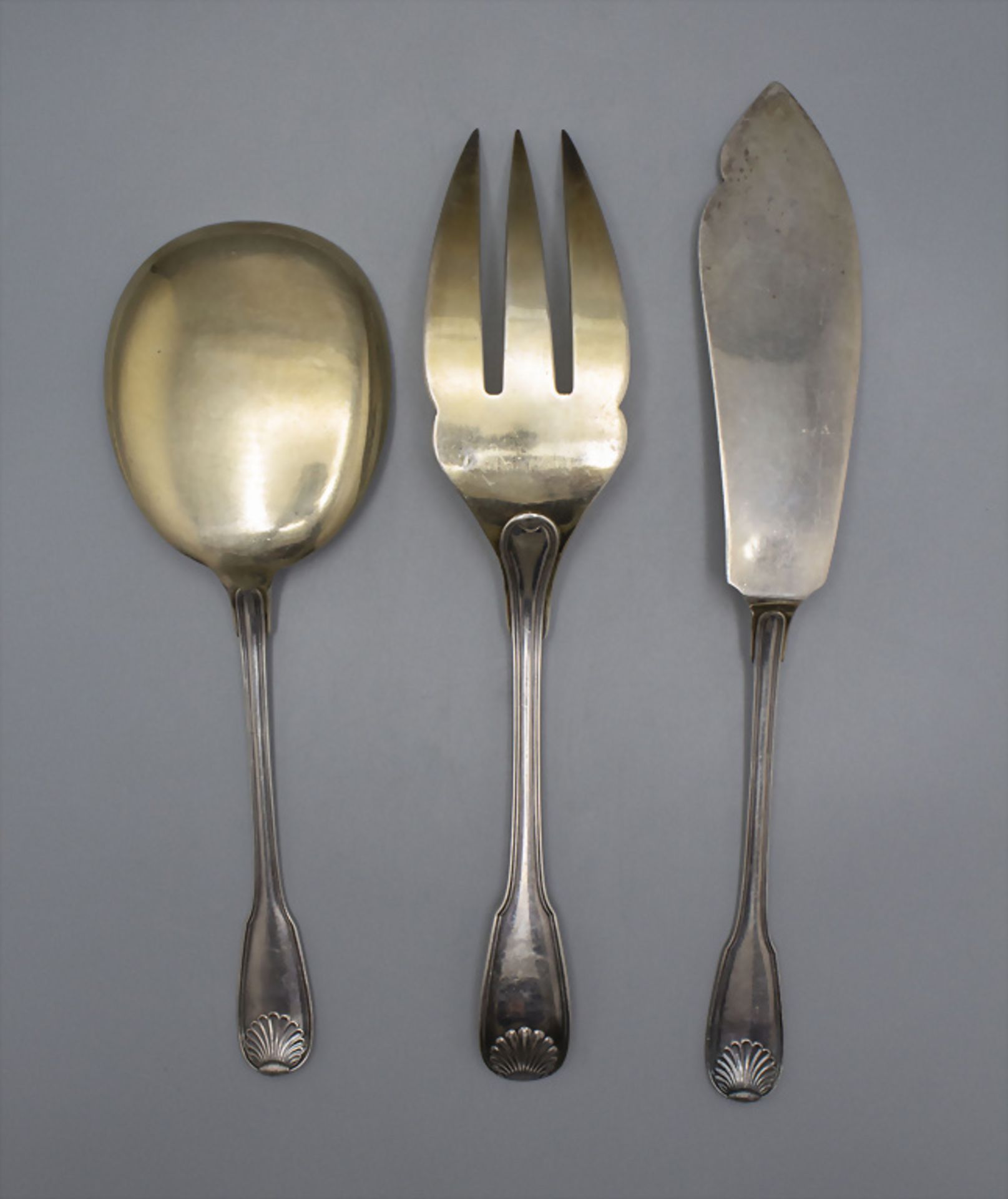 3 Teile Vorlegebesteck / 3 pieces of silver serving cutlery, Henri Laparra, Rue du Temple, ... - Bild 2 aus 5