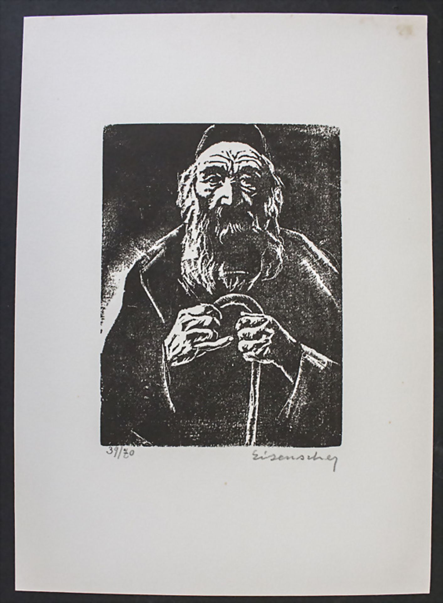 Jacob EISENSCHER (1896-1980), 'Rabbi mit Gehstock' / 'Rabbi with a cane' - Image 2 of 3