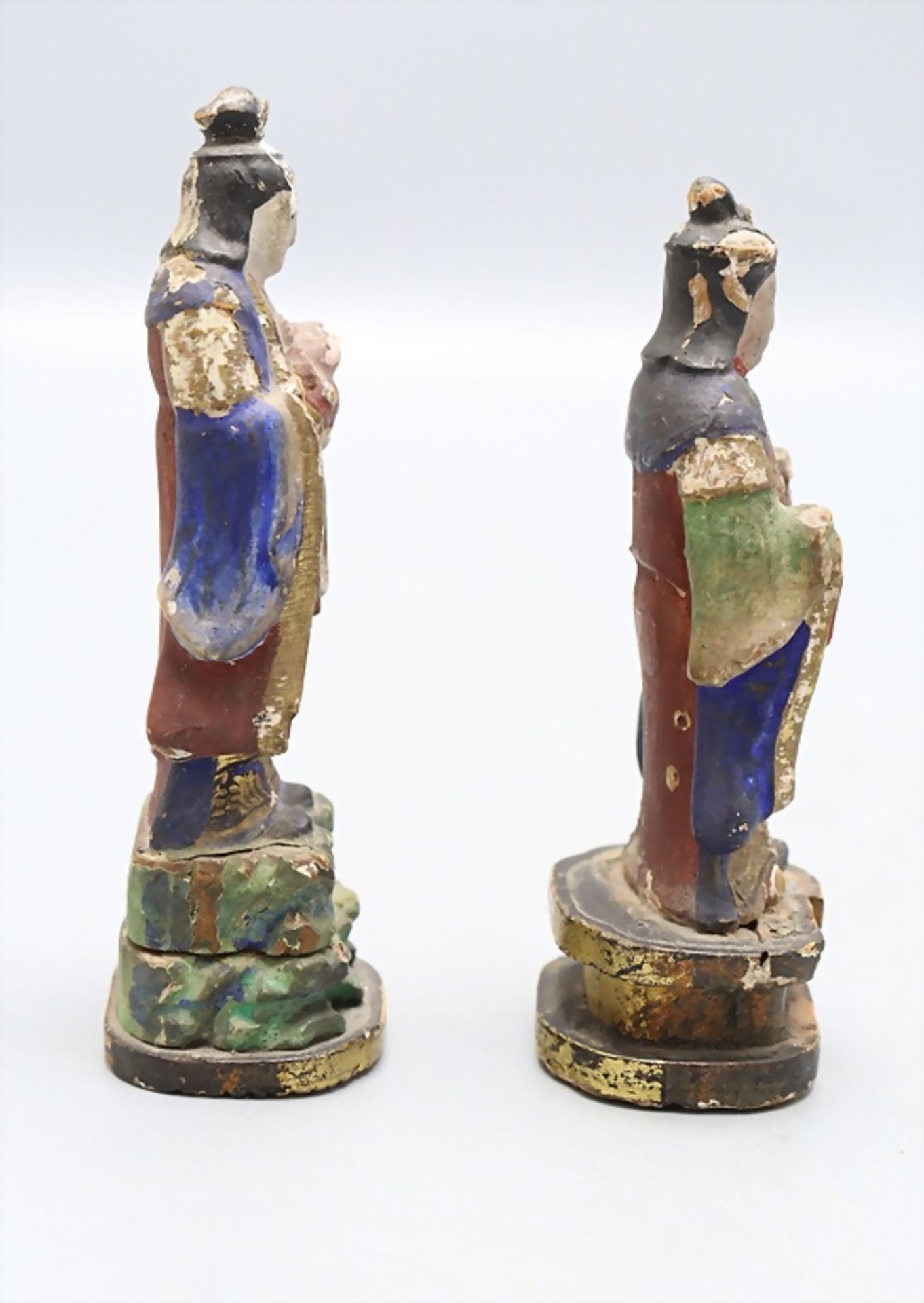 2 kleine Holzfiguren / 2 small wooden figures, China, 19. / 20. Jh. - Image 4 of 7