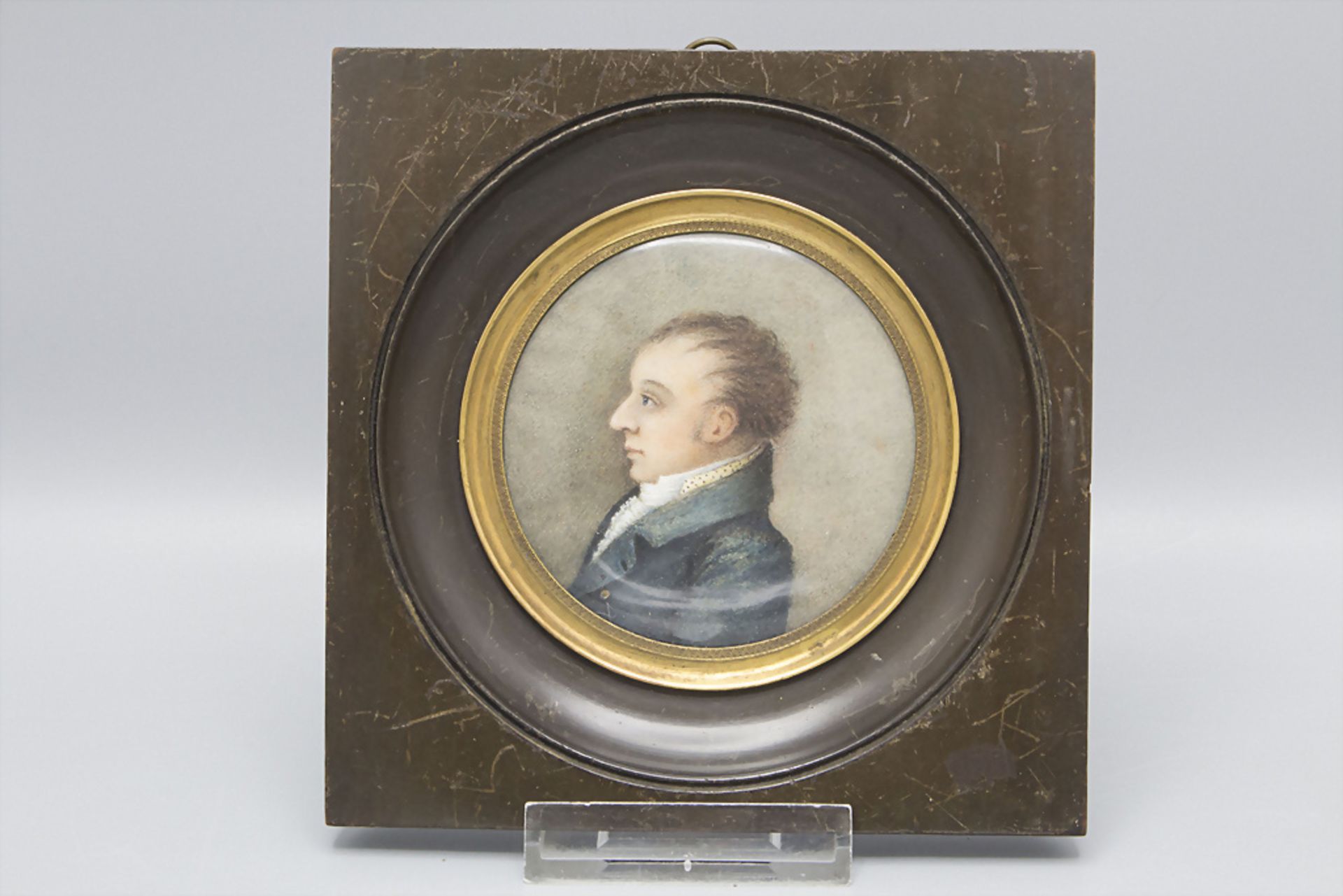 Miniatur Profilporträt eines Herrn / A miniature portrait of gentleman, Frankreich, um 1800 - Image 2 of 3