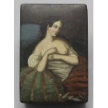 Erotische Schnupftabakdose mit Halbakt / An erotic snuff box with a half nude, wohl ...