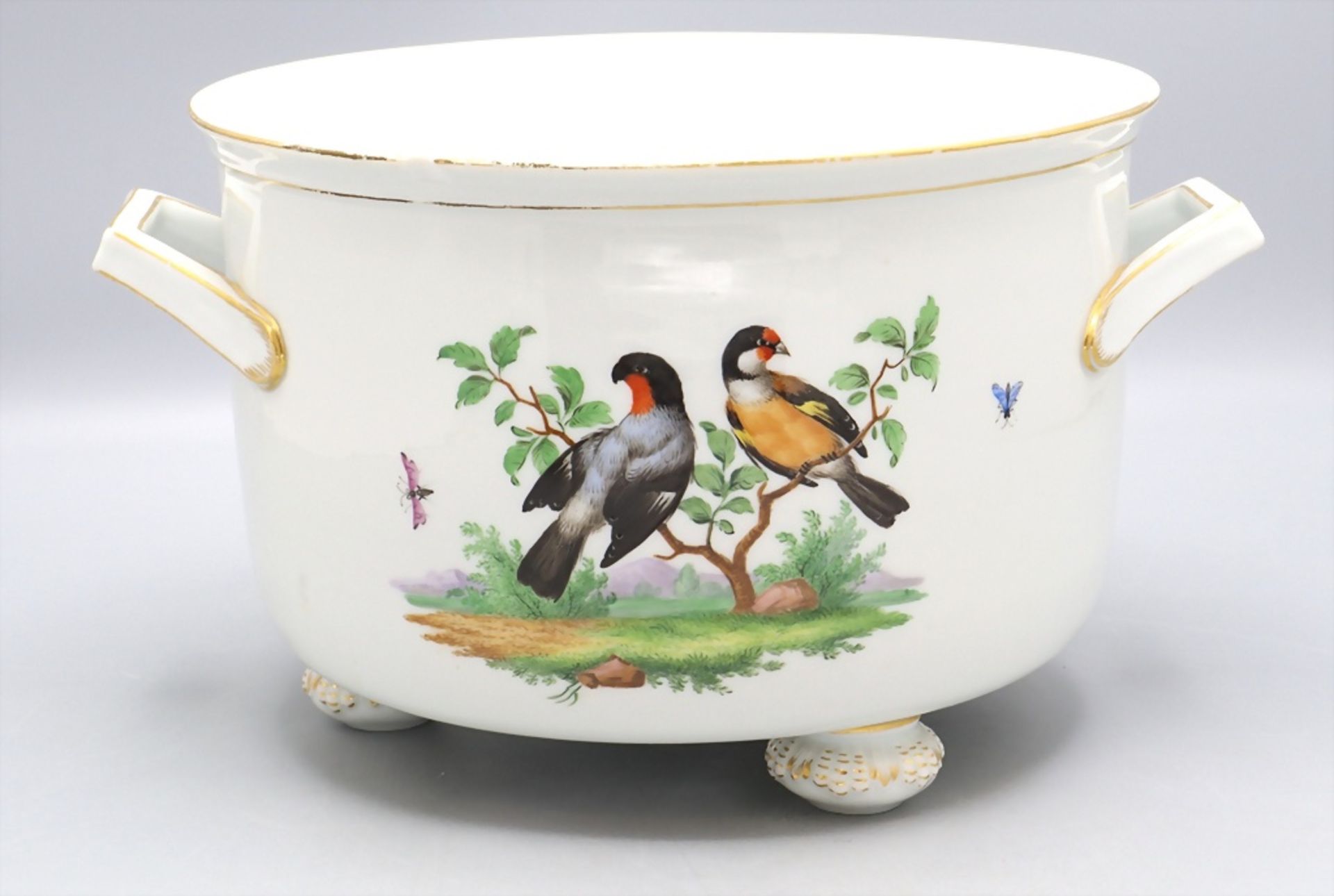 Cachepot / A flower pot with birds and insects, Meissen, 1. Hälfte 19. Jh.