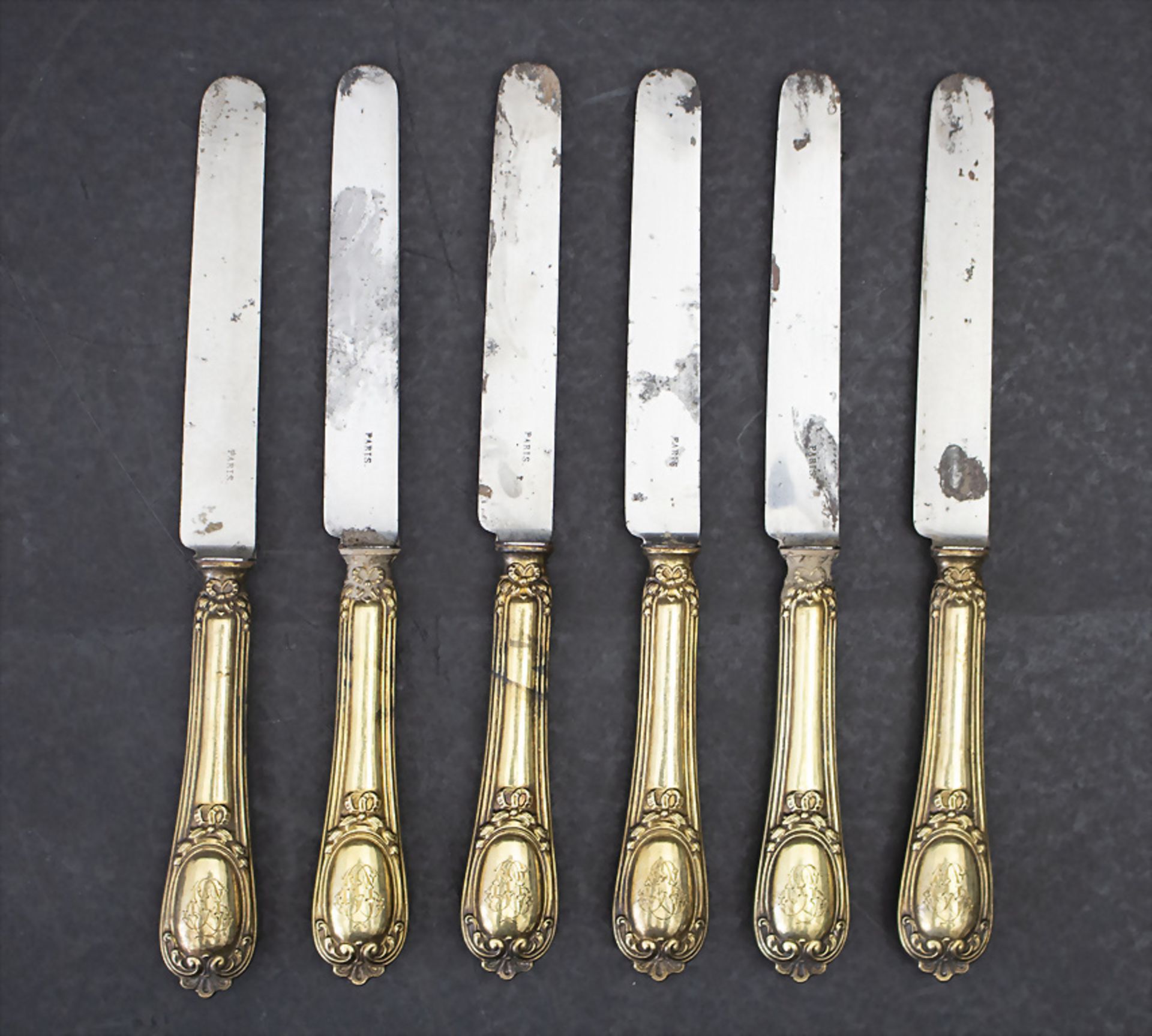 6 Messer / A set of 6 silver knives, Hippolyte Thomas, Paris, 1845-55