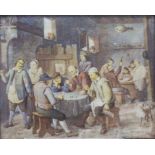 Miniatur Gemälde 'Wirtshausszene mit Würfelspielern' / A miniature painting 'Tavern scene with ...