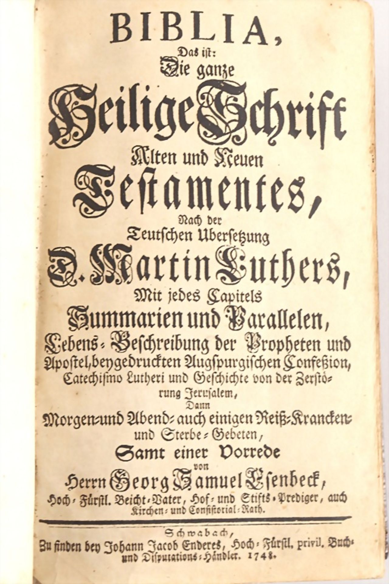 'Die ganze heilige Schrift - des Alten und Neuen Testamentes', Schwabbach, 1748