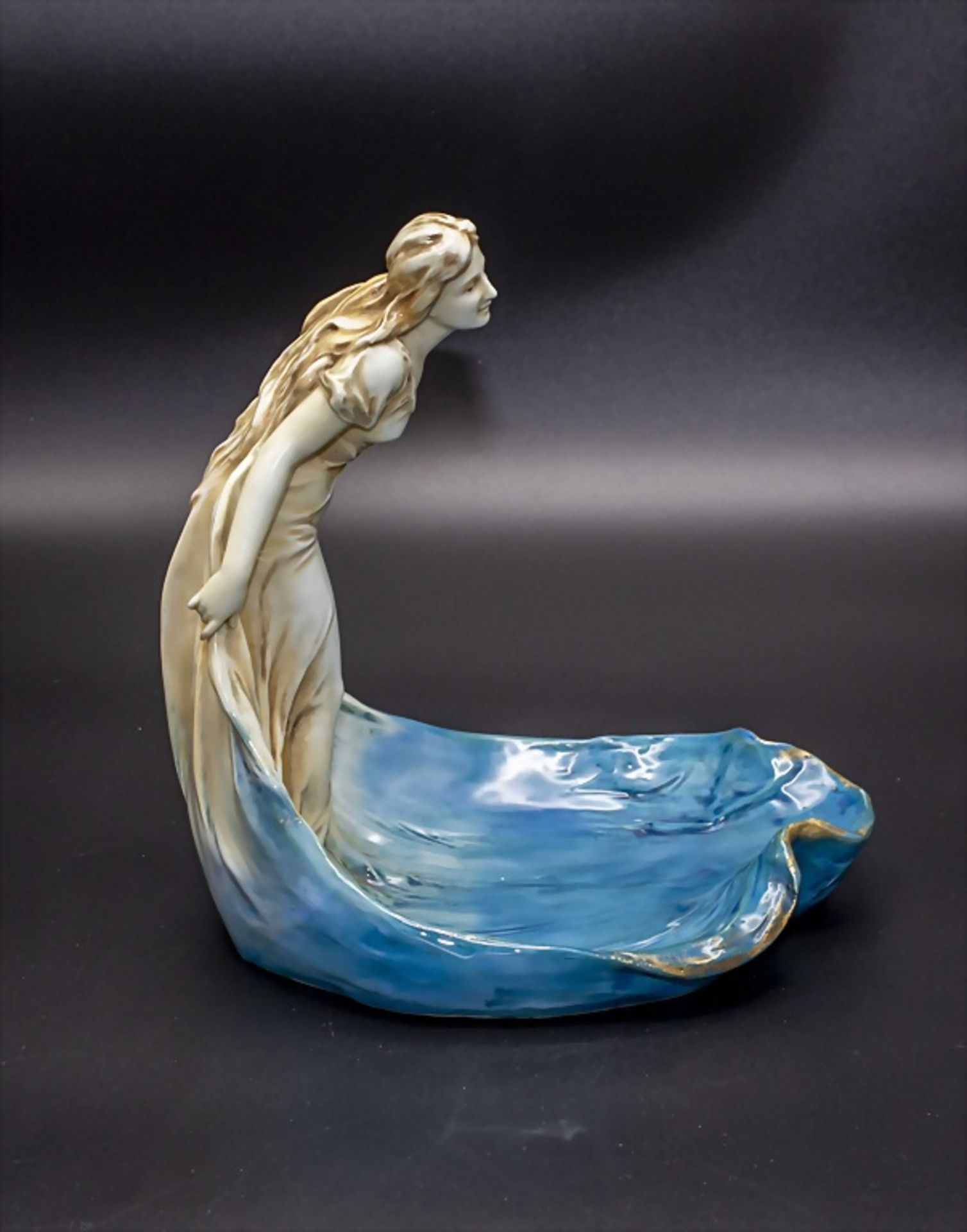 Figürliche Jugendstil Schale mit junger Frau / An Art Nouveau bowl with a young woman, Karl ... - Bild 2 aus 5
