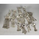 144 tlg. Jugendstil Besteck / A set of 144 pieces of silver Art Nouveau cutlery, MORAND, ...