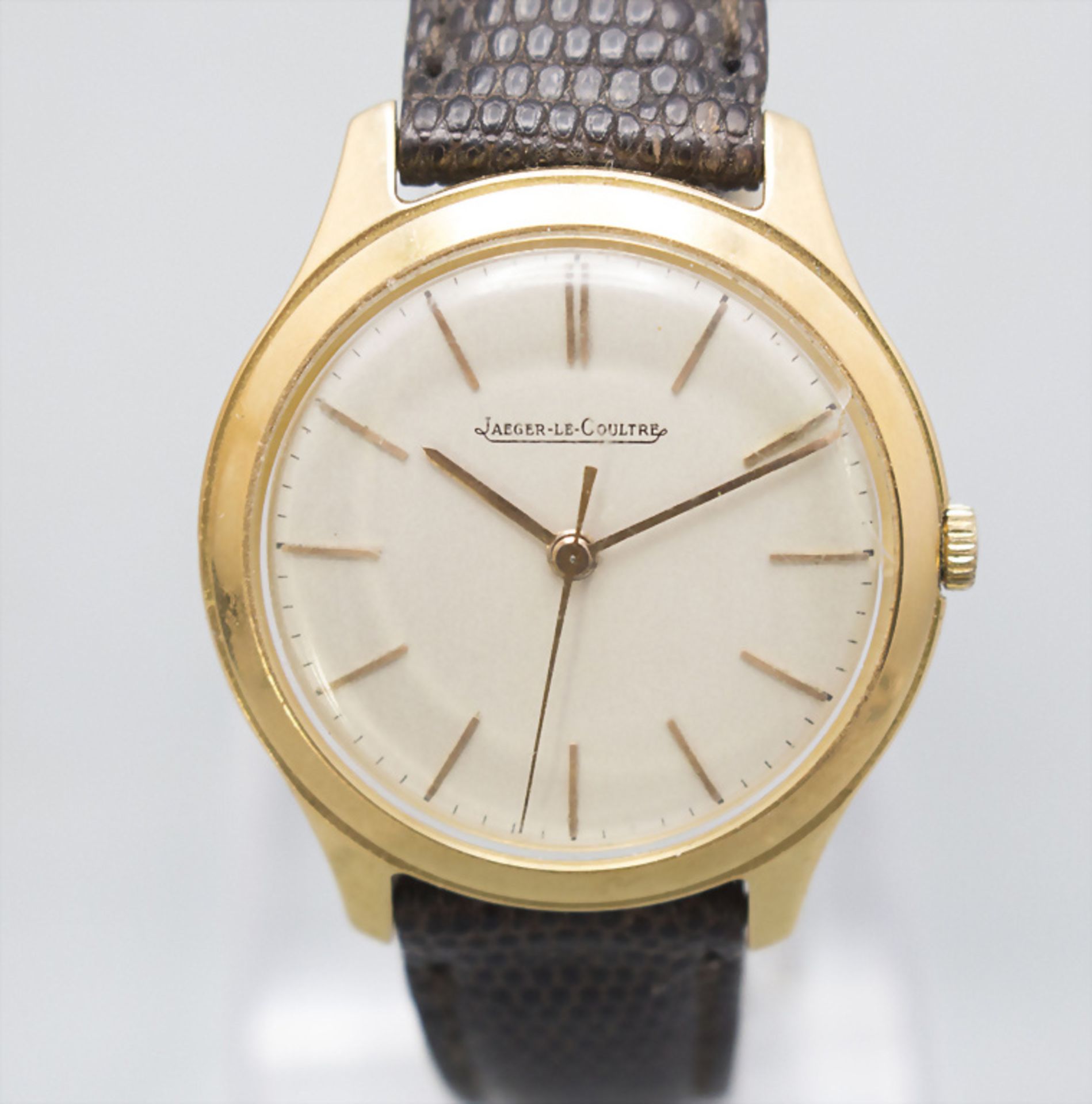 HAU Jäger Le Coultre mit Handaufzug / A men's 18 ct gold wristwatch, Schweiz / Swiss, ...