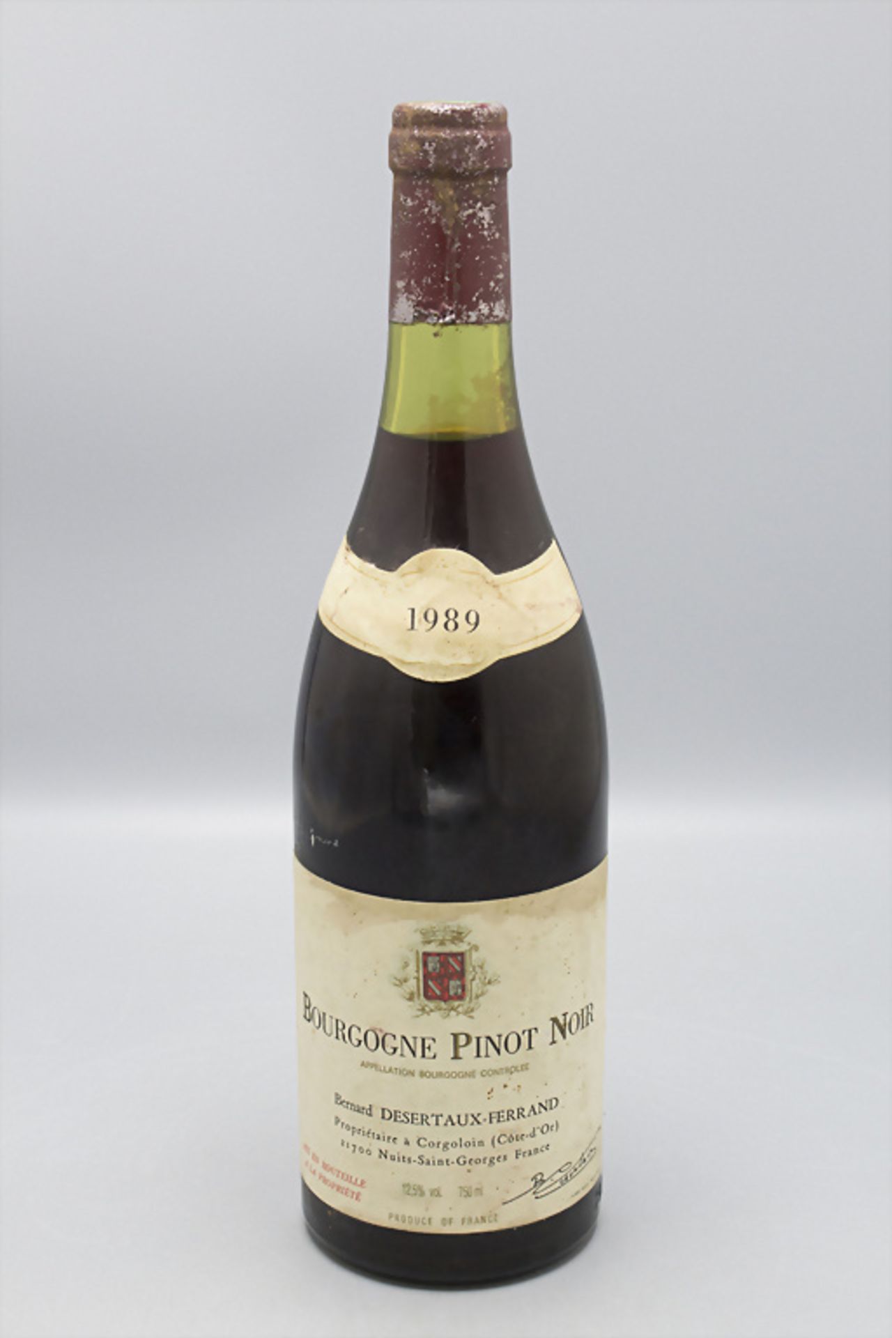 Flasche Wein / A bottle of wine 'Bourgogne Pinot Noir', 1989 - Bild 2 aus 3