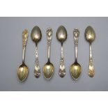 6 Mokkalöffel / A set of 6 silver mocha spoons, Wilhelm Binder, Schwäbisch Gmünd, um 1880