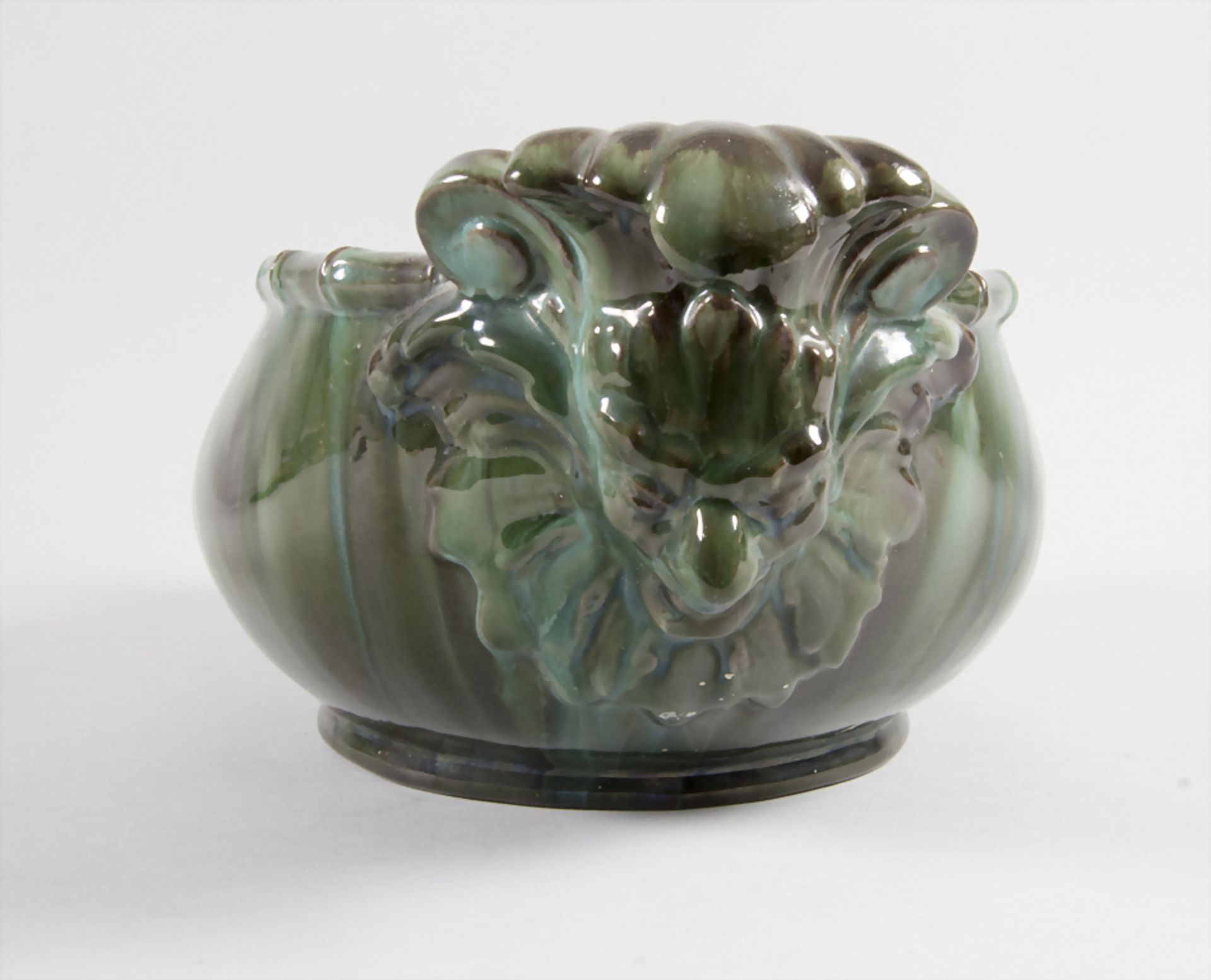 Jugendstil Cachepot mit Maskarons / An Art Nouveau planter with mascarons, Clément Massier, ... - Image 3 of 6