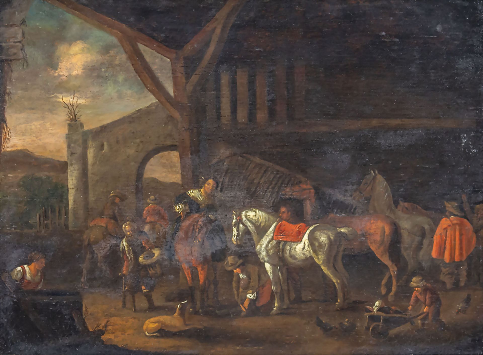 Künstler des 17. Jh., 'Vor dem Ausritt' / 'Before the ride', Niederländische Schule