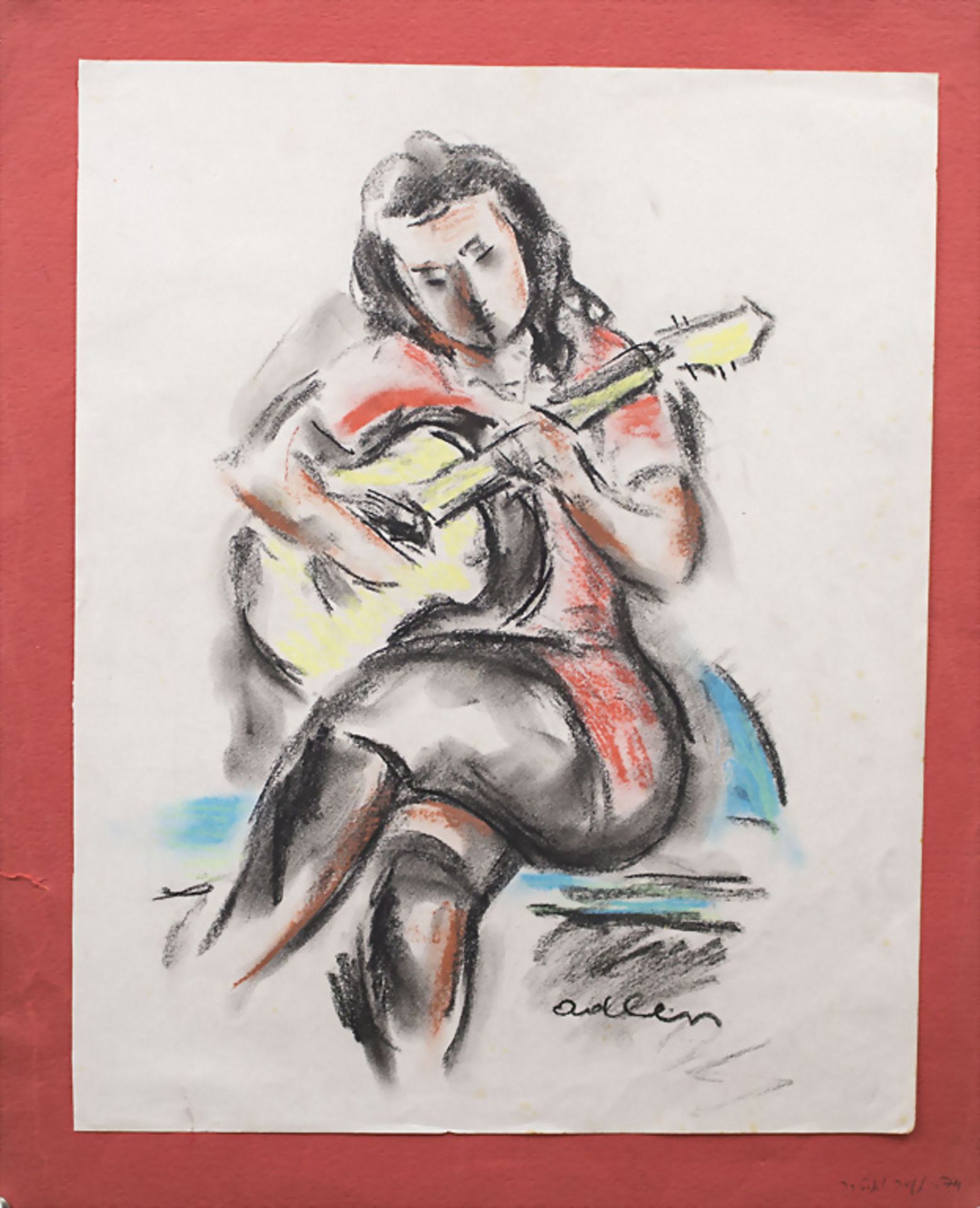 Michel ADLEN (1898-1980), 'Sitzende Gitarristin' / 'A sitting guitar player