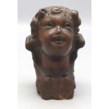 Holz Applike 'Geflügelter Engelskopf' / A wooden head of a winged cherub, 18. Jh. oder älter