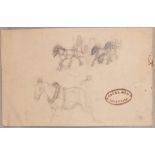 Csóka Mór (1895-?), Skizzenblatt 'Pferde' / A sketch sheet 'Horses'