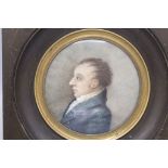 Miniatur Profilporträt eines Herrn / A miniature portrait of gentleman, Frankreich, um 1800