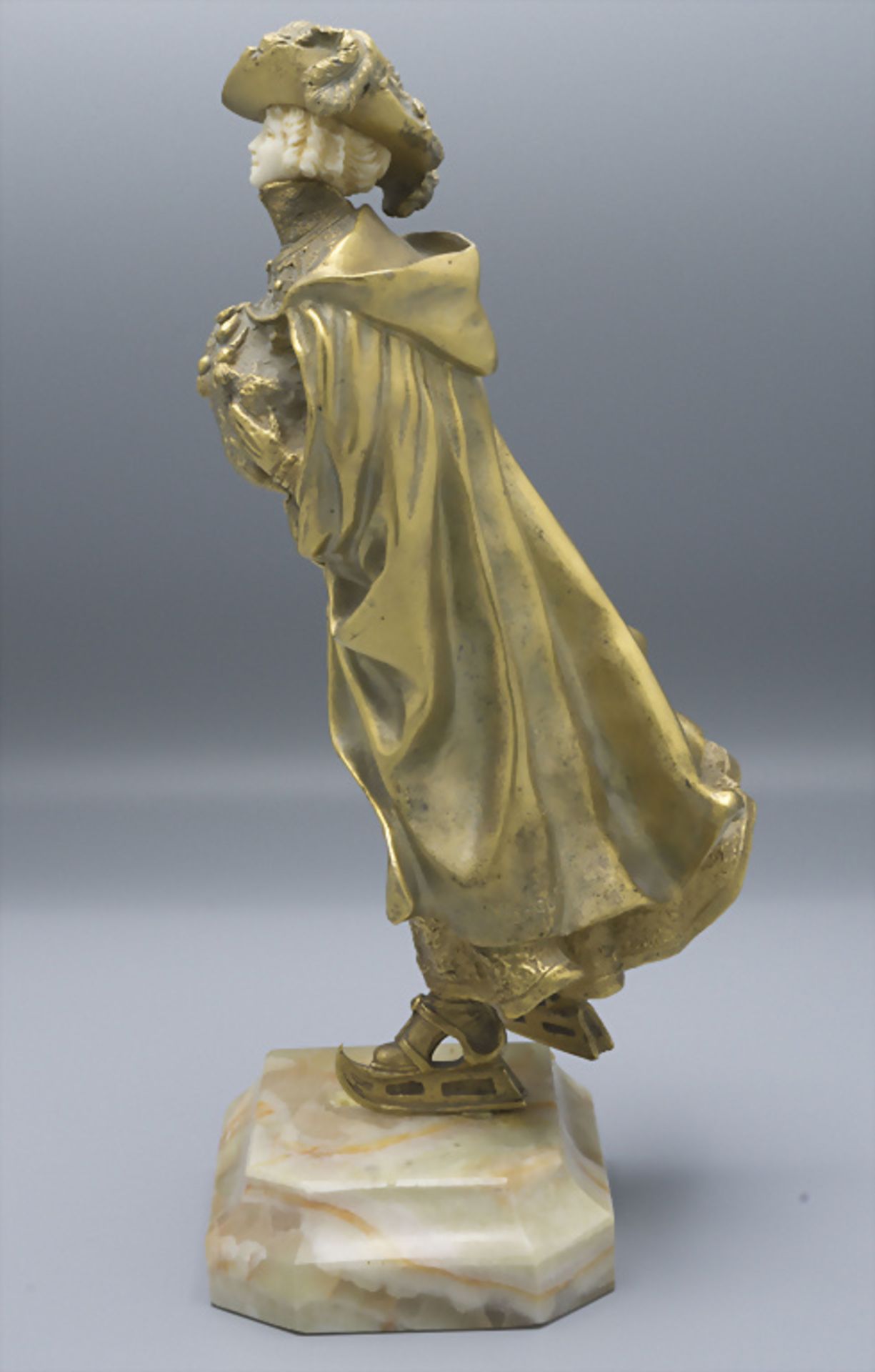 René Paul Marquet (1875-1939), Jugendstil Bronze 'Schlittschuhläuferin' / An Art Nouveau ... - Image 4 of 5