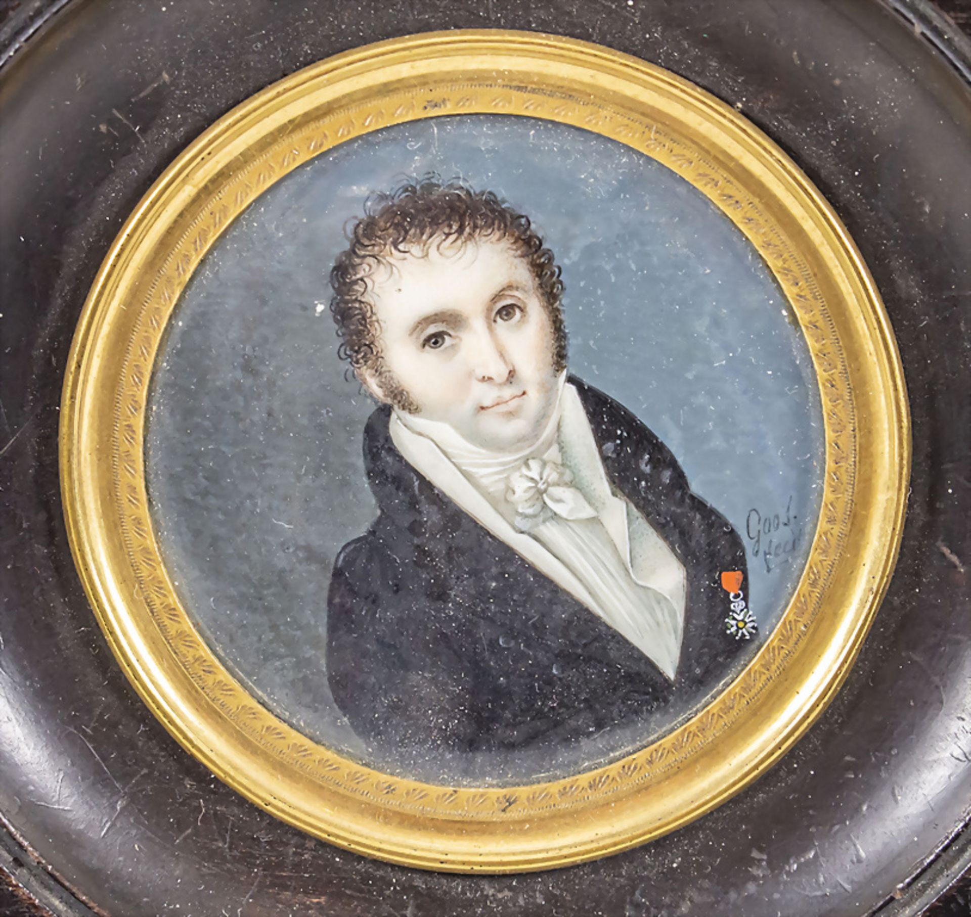 Empire Miniatur 'Herr mit Orden' / An Empire miniature portrait of a gentleman with a medal, ... - Image 2 of 4