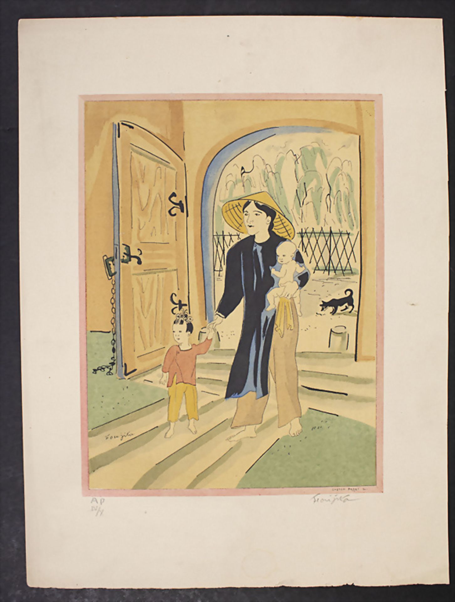 Tsuguharu FOUJITA (1886-1968), 'Mutter mit Kindern' / 'Mother with children', aus 'Propos d'un ... - Image 2 of 4