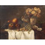 Max SCHRÖDER-GREIFSWALD Junior (1858-1948), 'Früchtestillleben mit Austern' / 'Fruit still ...