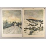 Bernard GANTNER (1928-2018), Zwei Farblithographien 'Winter' / Two color lithographs 'Winter'