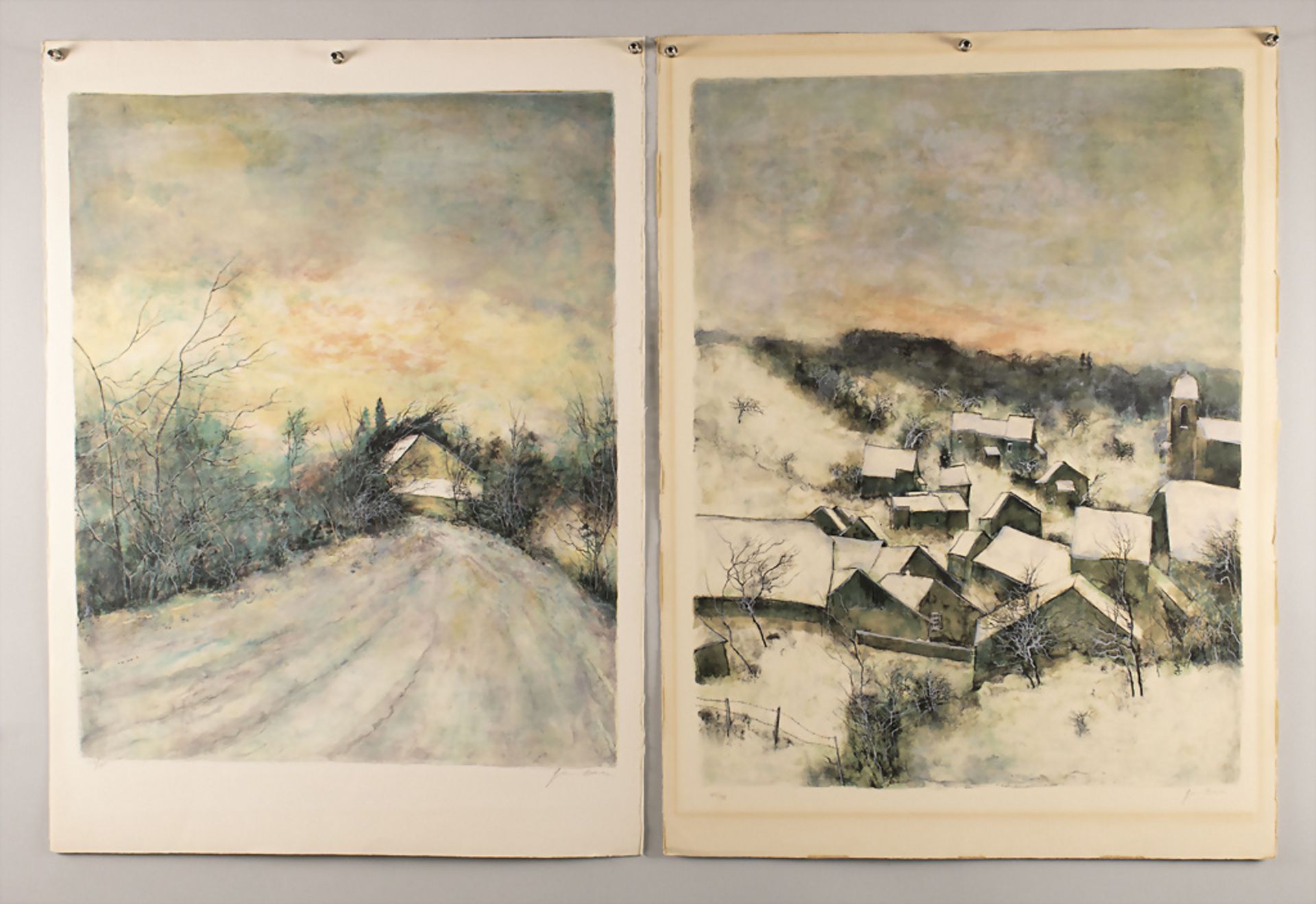 Bernard GANTNER (1928-2018), Zwei Farblithographien 'Winter' / Two color lithographs 'Winter'