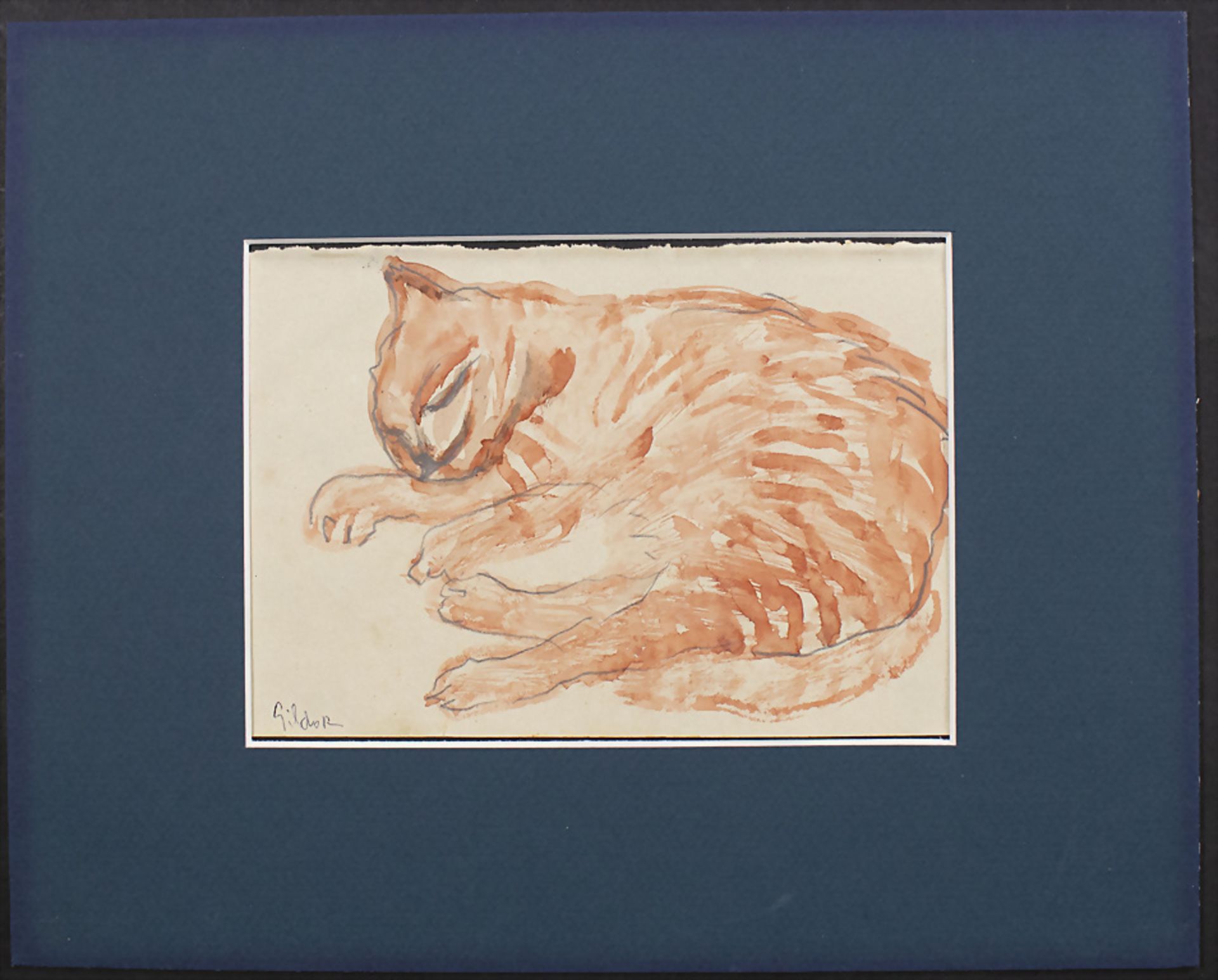 Jacob GILDOR (*1948), 'Schlafende rote Katze' / 'Sleeping red cat' - Image 2 of 4